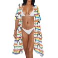 thumbnail image 3 of HELLHERO High Quality Fabrics Casual Fashion Long Swimwear Cover up for Beach Lightweight Kimono Penguin Rainbows, 3 of 6