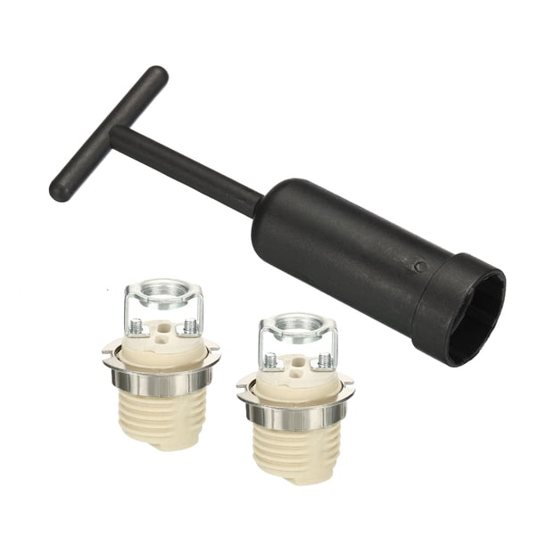 Kit de base de socket de luz G9 de Uxcell, 2 juegos de base de lámpara de cerámica con herramienta de extracción de anillo de socket, blanca