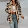 thumbnail image 3 of Tiweut Leisure Jackets for Womens Button Down Long Sleeve Oversized Leopard Print Corduroy Loose Fit Coat with Pockets Blouses Brown,L, 3 of 6