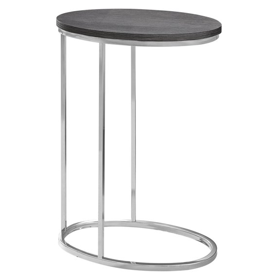 Monarch Specialties -Accent Table - Oval, Grey With Chrome Metal