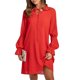 thumbnail image 2 of Vestido De Manga Larga Con Volantes, Cuello En V, Vestido Recto Con Vuelo, Corte Holgado, Recto, Elegante Para Ir De Compras. ANGGREK  No, 2 of 6