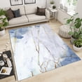 thumbnail image 2 of Blue White Marble Area Rugs, Nordic Golden Stripes Ink Turquoise Abstract Apartment Carpet, Area Carpet Durable Enough Soft Texture Apply to Cafe Office Door Mats Porch,5ft x 7ft, 2 of 6