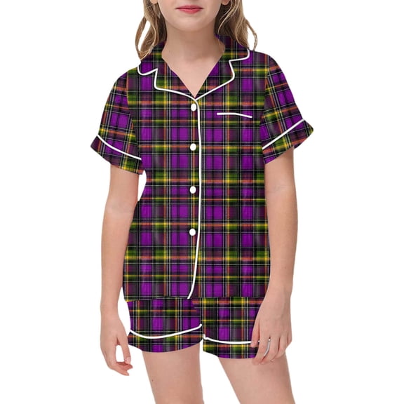 Shadoumai Big Halloween Pajamas Silk Button Down Pjs Pumpkin Print Short Sleeve Button Shirt Shorts Pajama Set Silk Teens' Sleepwear 2 Piece Pjs for