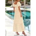 thumbnail image 2 of PRETTYGARDEN Summer Dresses for Women Eyelet Square Neck Puff Sleeve Smocked Wedding Guest Maxi Dress with Pockets, 2 of 8