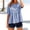 Blue, variant on Summer Tops for Women Short Sleeve Grid Color Block Loose Fit Shirts Casual Going Out Top