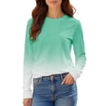 thumbnail image 4 of Women's Gradient Color Raglan Sleeve Round Neck Sweatshirt, Long Sleeve Soft Rayon Blend Pullover Top with Loose Fit for Fall Season, Casual Streetwear and Legging Pairing Outfits Mint Green XXXXL, 4 of 8