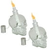 Sunnydaze Grinning Skull Glass Tabletop Torches - Clear - Set of 2