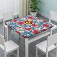 thumbnail image 3 of Square Tablecloth with Elastic Edges 34 * 34 Inch Waterproof Pioneer Colorful Floral Table Cover Washable Indoor and Outdoor for Party Kitchen Dinner Banquet Patio Picnic, 3 of 6
