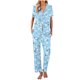 thumbnail image 1 of Sexy Pijama Conjunto para las Mujeres Impreso Bolsillo Pantalones de Manga Corta, Traje Suelto Casual para el Hogar Y el Salón, 1 of 9