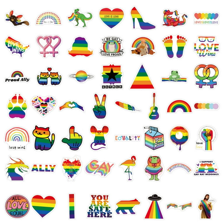 Rainbow Pride Stickers, 100-Piece LGBTQ Rainbow Stickers, Vinyl