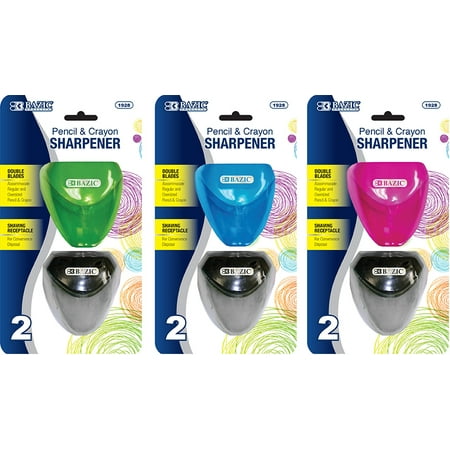 New 401643   Dual Blades Sharpener W / Triangle Receptacle 2 / Pack (24-Pack) School Supplies Cheap Wholesale Discount Bulk Stationery School Supplies
