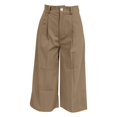 thumbnail image 6 of Women's High Waist Wide Leg Cropped Pants, Pleated Front with Pockets, Business Casual Capri Trousers for Summer Office or Daily Wear, Breathable and Lightweight Khaki XL, 6 of 6