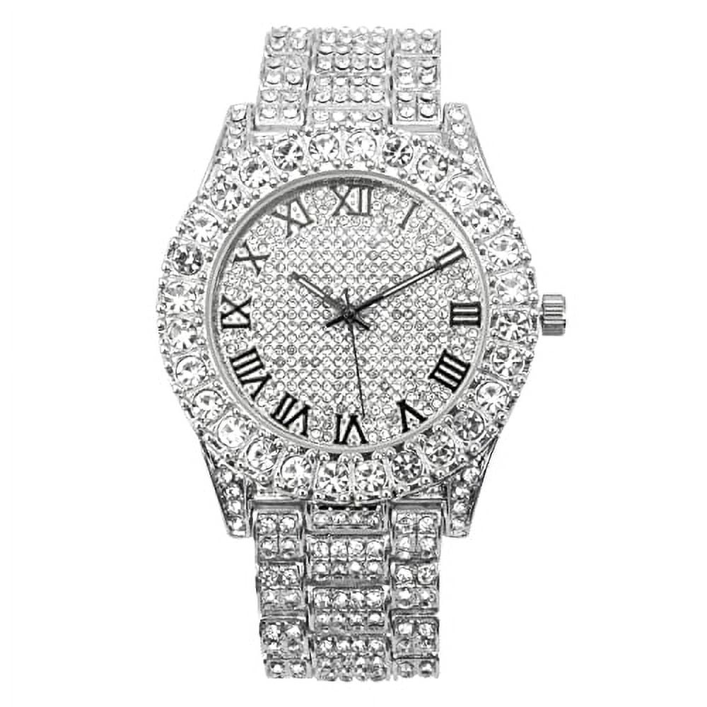 Charles Raymond Mens Fully Iced Out Crystal Studded Dial Watch