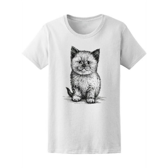 B&W Cute Kitty Body T-Shirt Women -Image by Shutterstock, Female x-Large