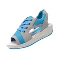 thumbnail image 2 of Open Toe Tennis Shoes, Contrast Paneled Cutout Lace-Up Muffin Sandals, Women Causal Summer Toe Platform Sneaker Sandals, 35, 2 of 6