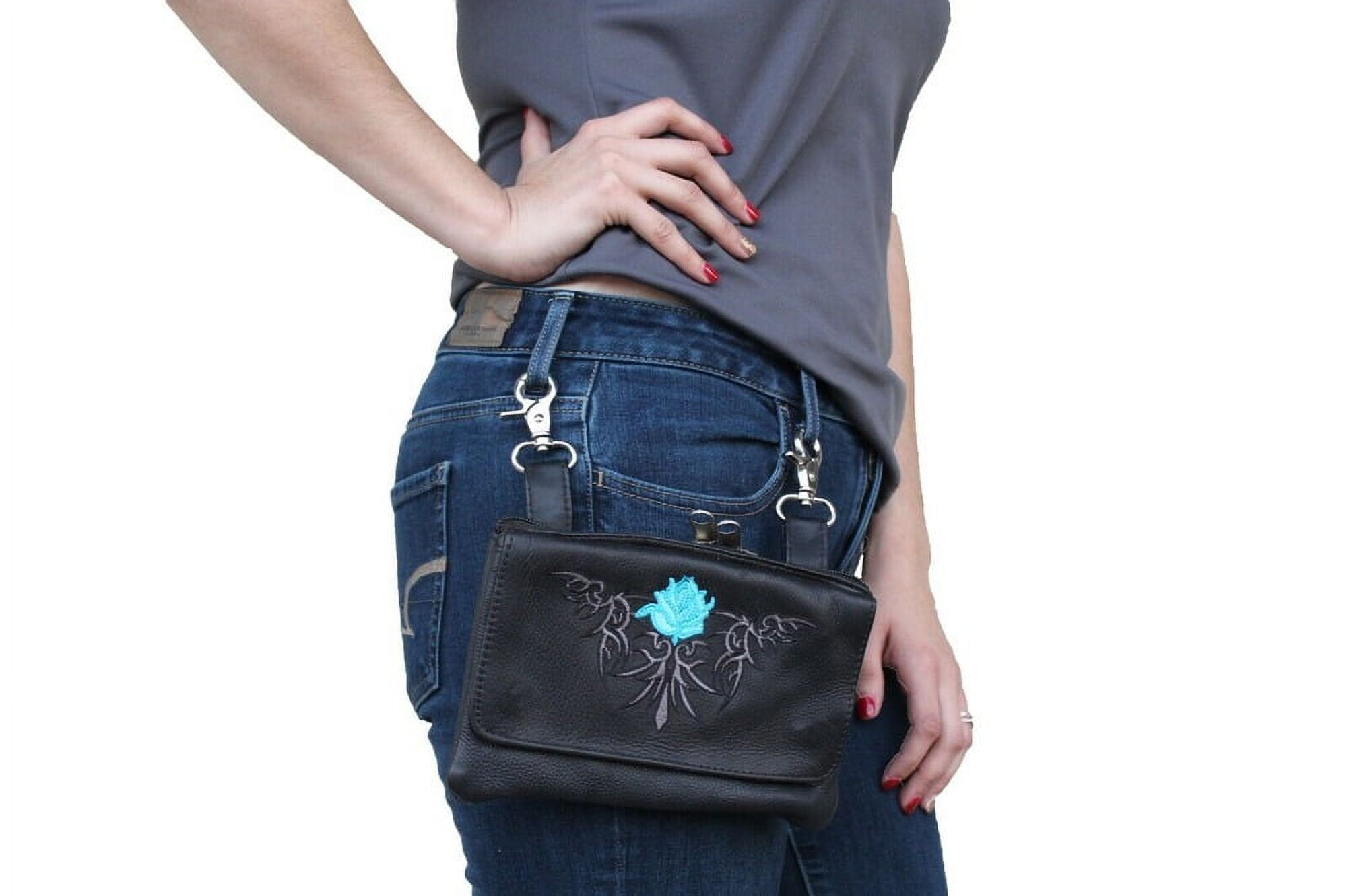 Crossbody Leather Pouch for Women Zipper Hip Belt Bag Clip-on Belt Purse Juzar Tapal Collection