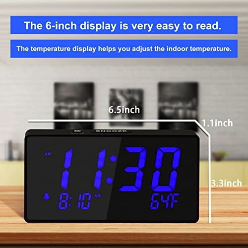 BOCTOP Reloj Despertador Digital de Escritorio, Números Grandes Pantal