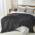 thumbnail image 5 of PHF Lightweight Twin Size Fleece Blanket, Contemporary Flannel Fleece 3D Jacquard Aesthetic Fluffy Blanket, No Shedding, No Pilling, 66" x 90", Dark Grey, 5 of 10