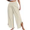 thumbnail image 1 of Plebaso Womens Wide Leg Pants Ruffle Hem Flowy Palazzo Pants Drawstring Casual Plain Vacation Beach Pants, 1 of 4
