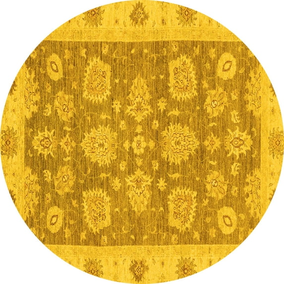 Ahgly Company Indoor Round Abstract Yellow Modern Area Rugs, 5' Round