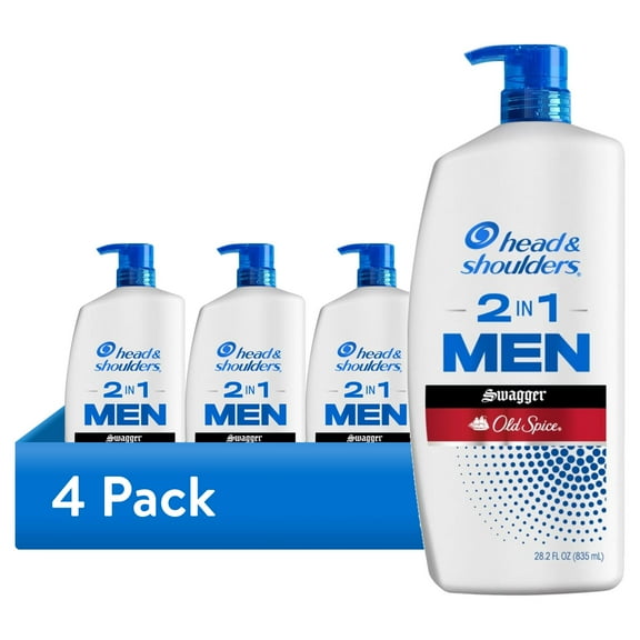 (4 pack) Head and Shoulders Men 2 in 1 Dandruff Shampoo and Conditioner, Old Spice Swagger, 28.2 fl oz