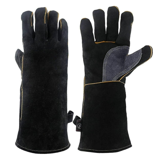 SZTXJ Extreme Heat and Fire Resistant Leather Gloves with Kevlar Stitching for Fireplace, Stove, Oven, Grill, Welding, BBQ (16 inch)