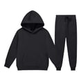 thumbnail image 5 of CYRBOKO Boys Sweatsuits 2pcs Sets, Lightweifht Fleece Lined Athletic Casual Long Sleeve Hoodie and Jogger Sweatpants Black Size 2-3 T, 5 of 6