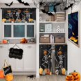 thumbnail image 2 of Halloween Skeleton Kitchen Curtains Funny Skull Window Curtains Valance and Tier Set 36 Inch, Autumn Orange Pumpkin Rod Pocket Short Tier Curtain for Room, Spiderweb Small Cafe Kitchen Decor, 2 of 6