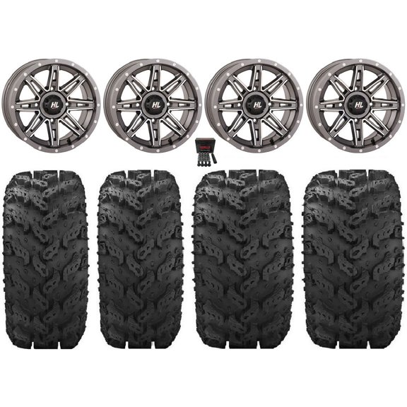 High Lifter HL22 14" Wheels Gunmetal 27" Reptile Tires Can-Am Commander Maverick Renegade Outlander Defender