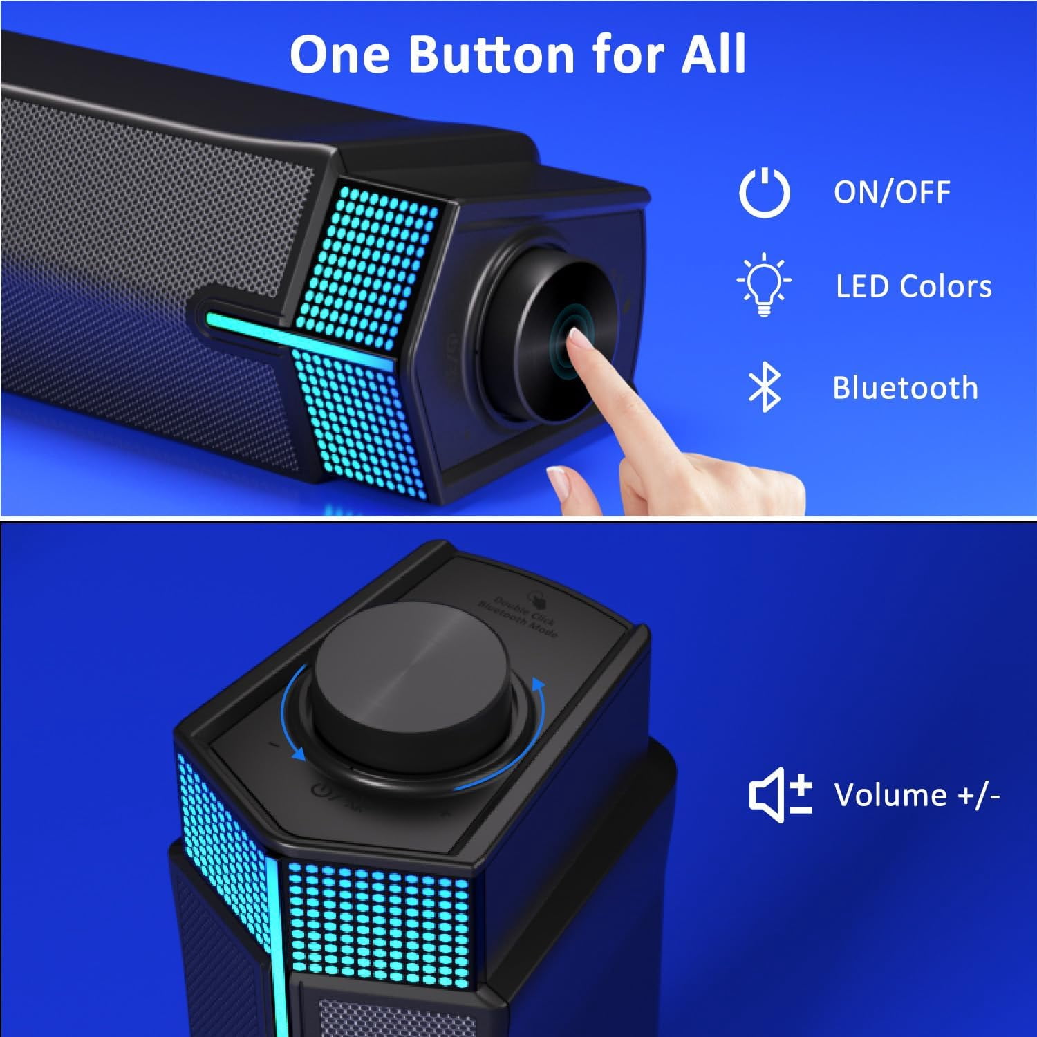 M20 Bluetooth Computer Speakers for PC Desktop Monitor, Gaming PC Sound Bar - Wired USB-Powered, Superb Stereo Sound, with Gradient RGB Lighting - Combine/Separate to Customize Your Desk