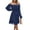 Dark Blue, variant on Women's Smocked Polka Dot Long Sleeve Dress 100% Polyester Fabric with Sheer Bodice and Slight Stretch for Day to Night