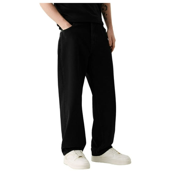 kamemir Mens Bootcut Jeans Men's Slim Straight Fit Jean with Stretch(Black,L)