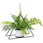 ZMNEW Artificial Hanging Fern Plants - 12" Fern Faux Fake Ferns Hanging Planters with Fake Plants Pot for Home Office Wedding Party Table Ceiling Indoor Outdoor Decor