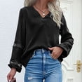 thumbnail image 4 of JSKUMAR Ladies Elegant Blouses Long Sleeve V Neck Dressy Tops Lace Patchwork Hollow Out Casual Loose Shirts Comfort Pullovers Black,S, 4 of 5