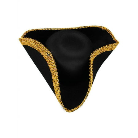 Gold Trim Tricorn Hat for Adults