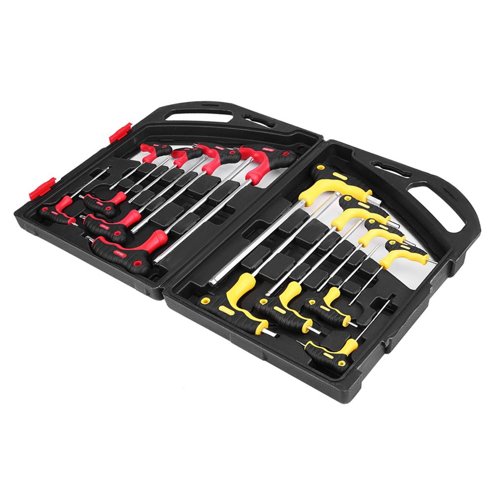 Qiilu 16Pcs T Bar Handle Spanner Set Star Torx /& Hex Ball End Screwdriver Kit