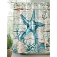 thumbnail image 3 of Teal Starfish Coastal Waterproof Fabric Shower Curtain, Summer Beach Nautical Retro Shower Curtain for Bathroom Curtains Bathtubs Hotel Washable Shower Curtains with 12 Hooks Extra Long 72x96, 3 of 6