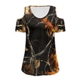 thumbnail image 6 of POLERO Hunting Camo Flame Print Womens Cold Shoulder T-Shirt Short Sleeve Tshirts V Neck Summer Tee Tops Sexy Casual for Travel Dating Soft Lightweight S, 6 of 8