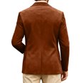 thumbnail image 4 of Men's Casual Suede Blazer, Slim-Fit Single-Breasted Winter Jacket, Light Brown, S, 4 of 6