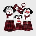 thumbnail image 1 of Conjuntos de pijamas navideños a juego para toda la familia, camiseta de manga corta con oso y pantalones cortos a cuadros, 1 of 5
