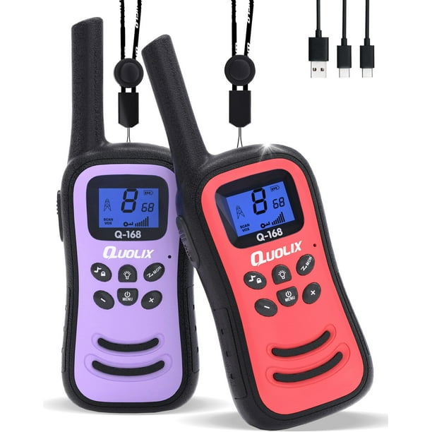 Walkie Talkies Recargables QUOLIX para Niños con Linterna 5-13 años