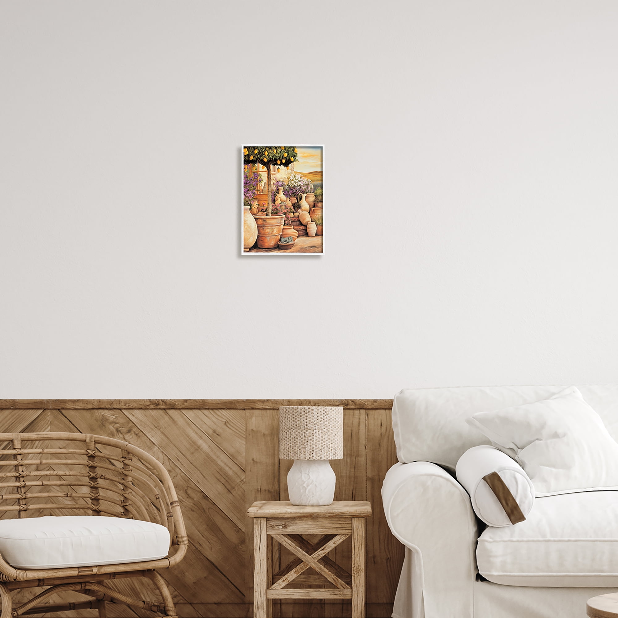 Stupell Industries Lemon Tree on Patio Nature Painting White Framed Art Print Wall Art, 11 x 14