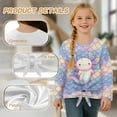 thumbnail image 6 of Xixirimido Axolotl Mermaid Scale Pattern Girls Casual Tunic Tops Tie-hem Long Sleeve Loose Soft Blouse T-Shirt Cute Graphic Girls Shirts, Size 9-10, 6 of 7