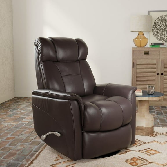 Recliners and Massage Chairs Global Home Swivel Glider Recliner with Manual Adjustable Headrest & Footrest In Faux Leather Dark Brown,Massage Recliners