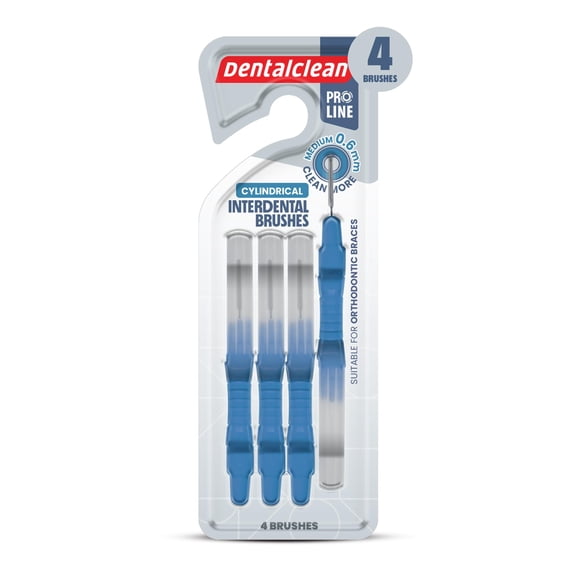 4-Pack Interdental Brush 0.6mm for Teeth Cleaning Between Gaps – Flexible Coated Wire and Ergonomic Handle for Daily Oral Care – Dentalclean