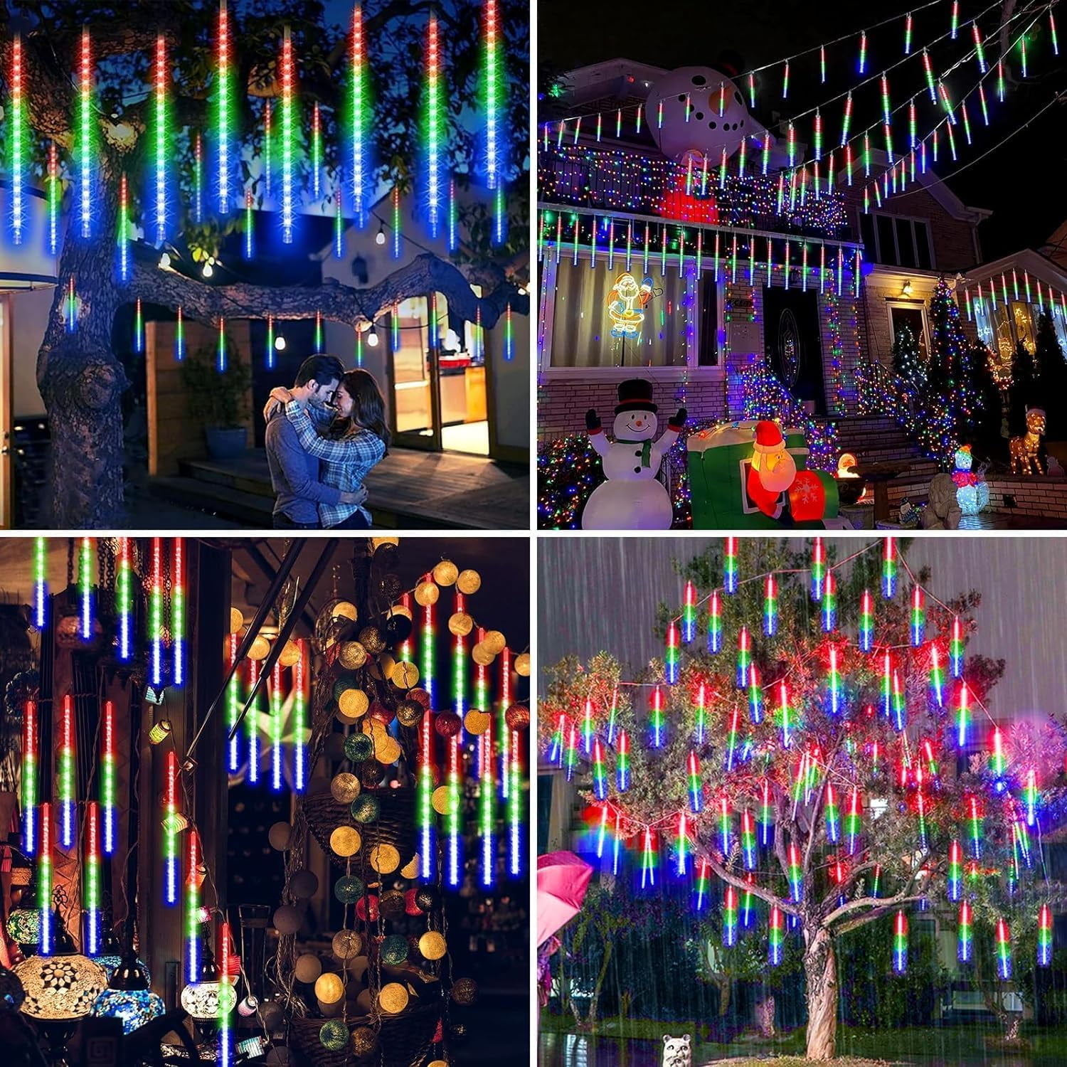 LED Outdoor String Solar, Rain Lights,Meteor Lights,Meteor rain Lights 30cm 10 Tube Solar rain Lights with for Christmas Parties Wedding Christmas Tree