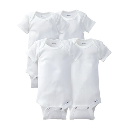 

Gerber Baby Boy Baby Girl & Unisex Short Sleeve White Onesies Bodysuits 4-Pack Preemie-24M