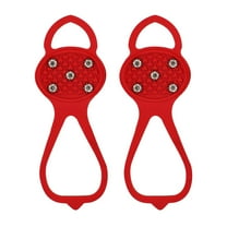 Herrnalise Universal Ice Cleats for Shoes and Boots,Non Slip Gripper Spikes for Universal Shoe,5 Steel Studs Ice Snow Grips Stabilizers, Traction Cleats Outdoor Anti-Slip with 5-Claw - Red