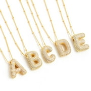 QVVWOPQ A-Z Bubble Letter Necklace Gold Rhinestone Letter Pendant Chain Layering Necklaces for Women Jewelry Gifts
