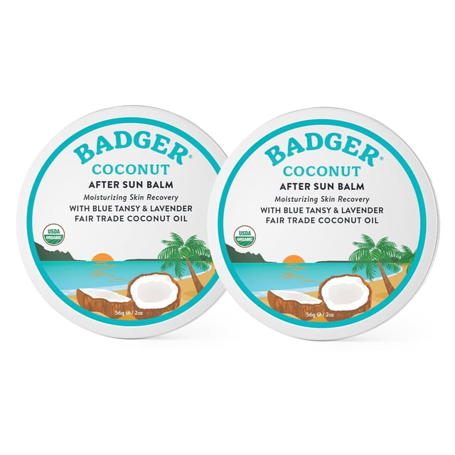 Bálsamo para después del sol Badger Coconut, 60 ml, 100% orgánico, paquete de 2
